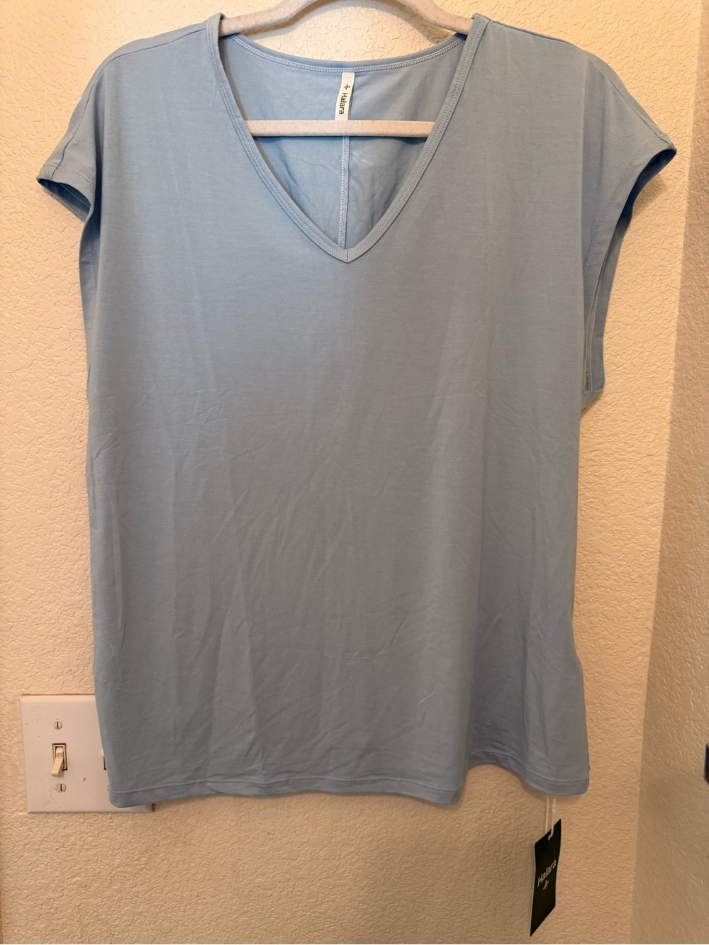 HALARA Light Blue Short Sleeve V-Neck Buttery soft Tee